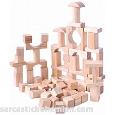 Oojami Wooden Building Blocks Set 120 Blocks in 6 Shapes w a Carrying Storage Bag Natural B07G4L8VSW